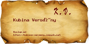 Kubina Versény névjegykártya